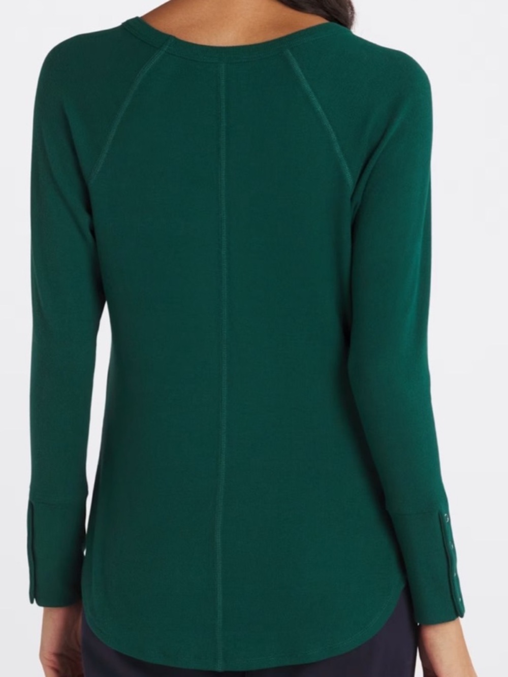 NINE BRITTON COLMAR LONG SLEEVE BUTTON DETAIL KNIT TOP DARK GREEN - XS - Picture 3 of 5